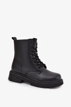 Clearance Evento Botki Workery Damskie Ocieplane Na Zamek Czarne Tavera