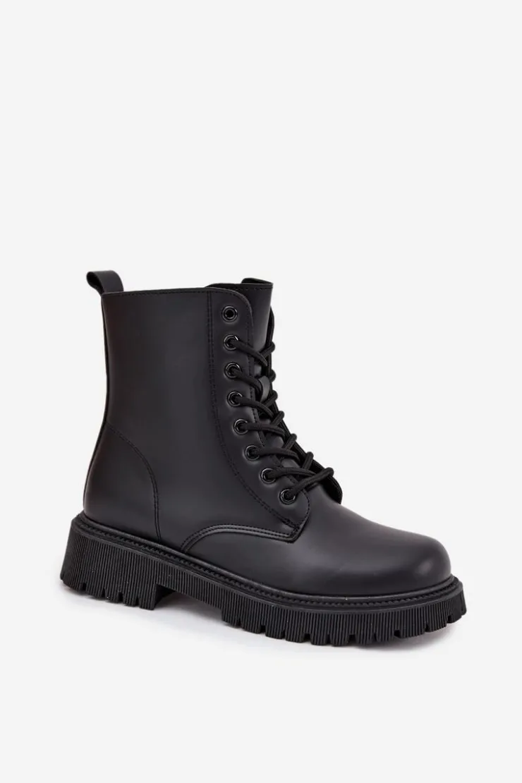 Clearance Evento Botki Workery Damskie Ocieplane Na Zamek Czarne Tavera