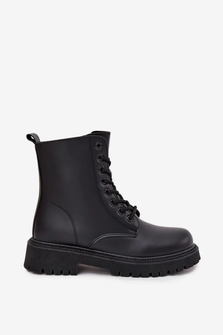 Clearance Evento Botki Workery Damskie Ocieplane Na Zamek Czarne Tavera