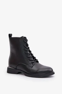 Buty damskie Vinceza Botki Sznurowane|Czarne Botki*Botki Workery Ocieplane Damskie Skóra Naturalna Vinceza 66691 Czarne