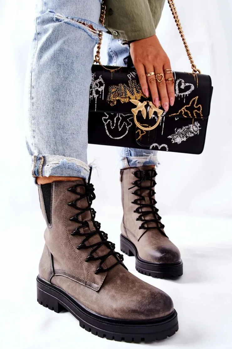 Buty Sergio Leone Botki Workery Ocieplane Sergio Leone Szare TR756