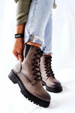 Buty Sergio Leone Botki Workery Ocieplane Sergio Leone Szare TR756