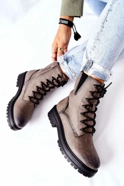 Buty Sergio Leone Botki Workery Ocieplane Sergio Leone Szare TR756