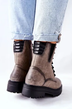 Buty Sergio Leone Botki Workery Ocieplane Sergio Leone Szare TR756