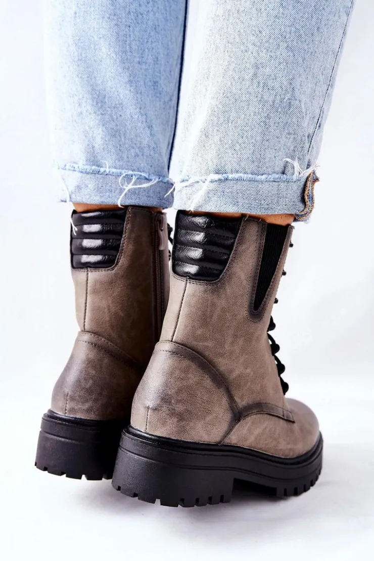 Buty Sergio Leone Botki Workery Ocieplane Sergio Leone Szare TR756