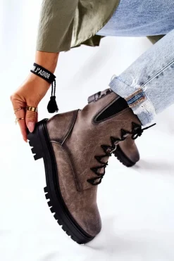 Buty Sergio Leone Botki Workery Ocieplane Sergio Leone Szare TR756