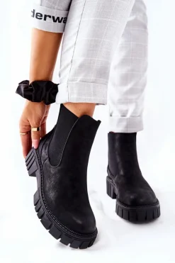 Hot Buty Sergio Leone Botki Workery Trapery Ocieplane Sergio Leone TR761 Czarne