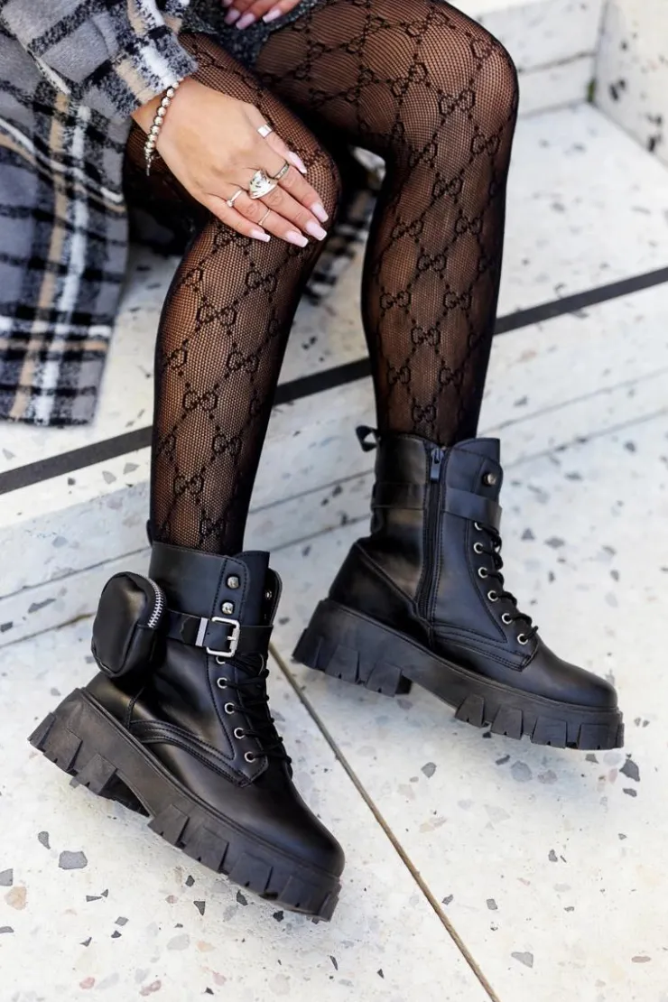 Sale Boto Botki Workery Z Nerką Czarne Olenisse