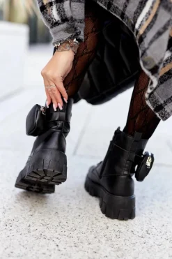 Sale Boto Botki Workery Z Nerką Czarne Olenisse