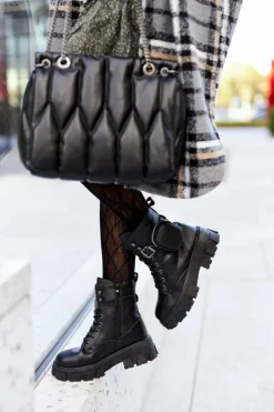 Sale Boto Botki Workery Z Nerką Czarne Olenisse