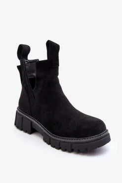 Boto Botki Wiosenne|Czarne Botki*Botki Workery Z Wycięciem Czarne Heaven