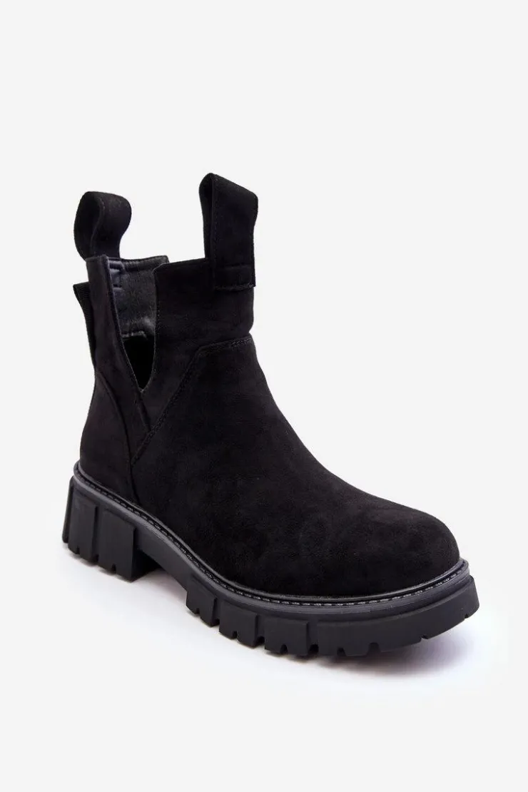 Boto Botki Wiosenne|Czarne Botki*Botki Workery Z Wycięciem Czarne Heaven