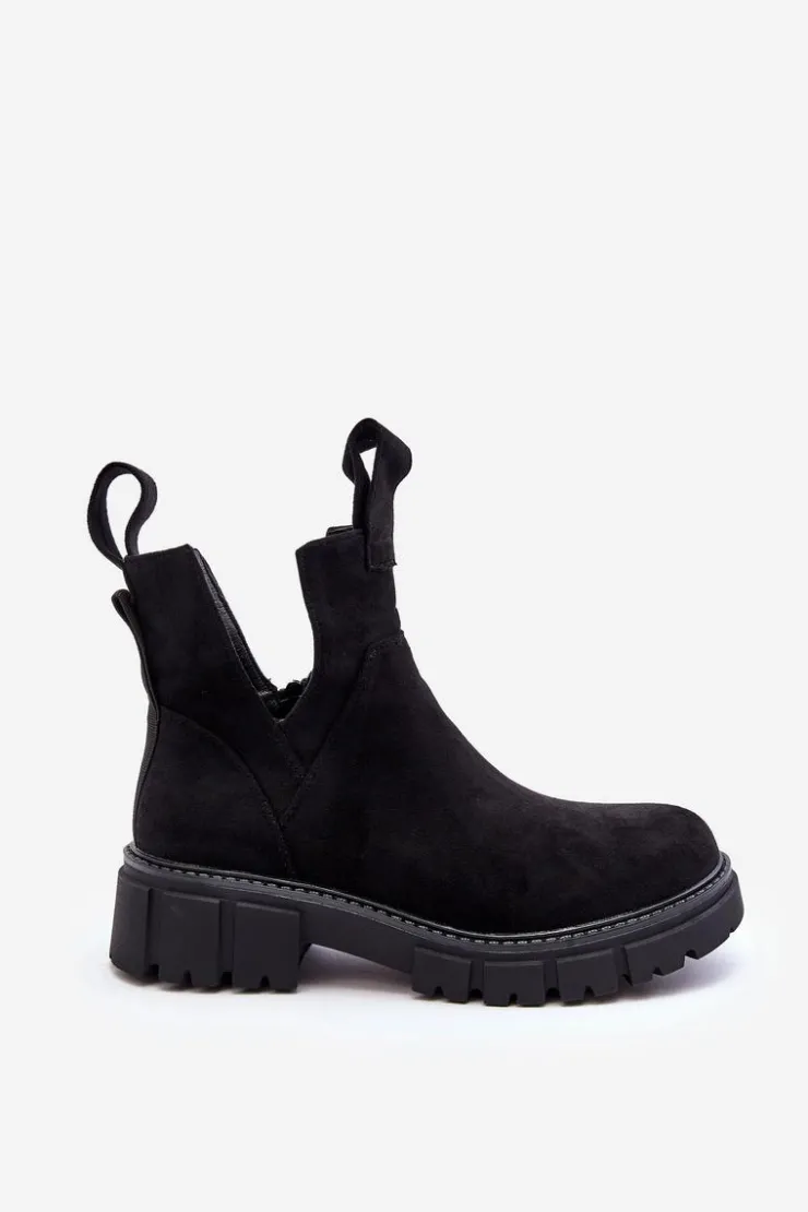 Boto Botki Wiosenne|Czarne Botki*Botki Workery Z Wycięciem Czarne Heaven