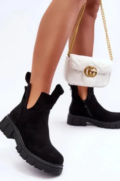 Boto Botki Wiosenne|Czarne Botki*Botki Workery Z Wycięciem Czarne Heaven