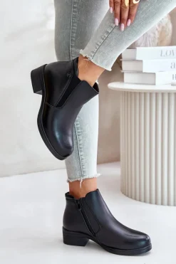 Hot Buty damskie Vinceza Botki Z Niską Cholewką Ocieplane Futerkiem Vinceza 85150 Czarne