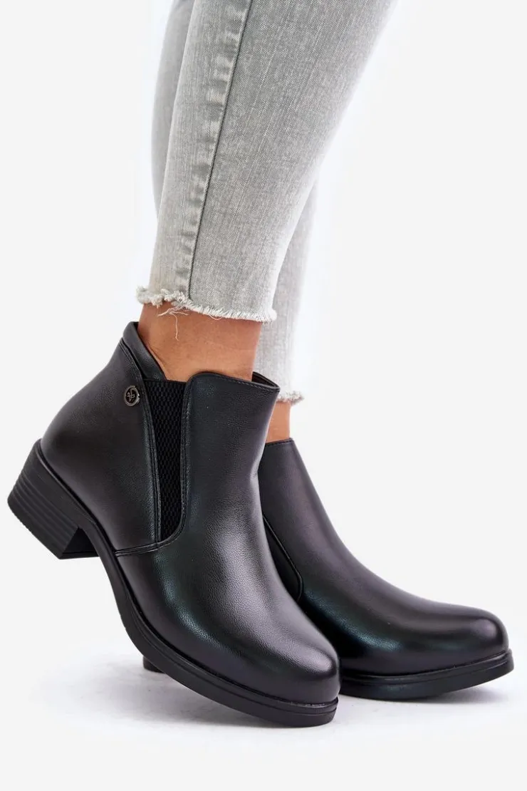 Hot Buty damskie Vinceza Botki Z Niską Cholewką Ocieplane Futerkiem Vinceza 85150 Czarne