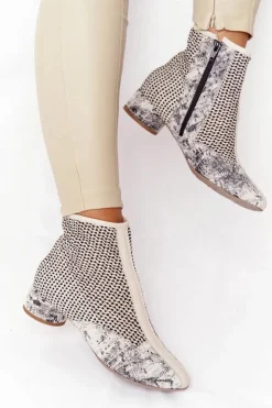 Best Maciejka Botki Z Plecionki Na Obcasie 04937-03 Popiel