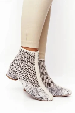 Best Maciejka Botki Z Plecionki Na Obcasie 04937-03 Popiel