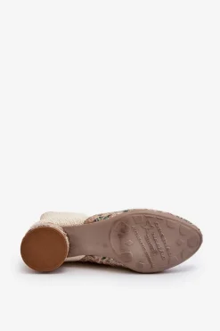 Damskie Maciejka Botki Z Plecionki Na Obcasie 04937-22 Jasnobeżowe