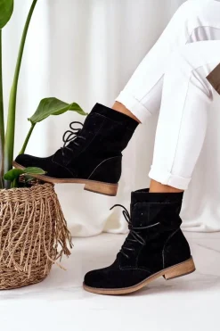 Online Boto Botki Z Podwójną Cholewką Czarne Violetta