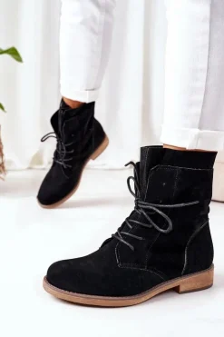 Online Boto Botki Z Podwójną Cholewką Czarne Violetta