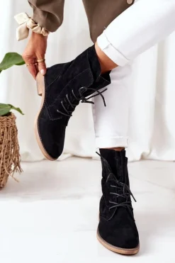 Online Boto Botki Z Podwójną Cholewką Czarne Violetta