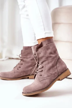 Boto Botki Sznurowane|Czarne Botki*Botki Z Podwójną Cholewką Szare Violetta