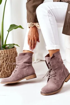 Boto Botki Sznurowane|Czarne Botki*Botki Z Podwójną Cholewką Szare Violetta