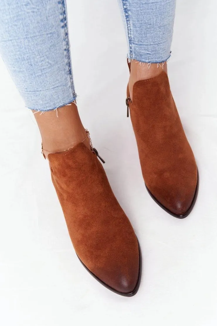 Damskie Buty damskie Vinceza Botki Z Wycięciami Na Słupku Vinceza 21-10558 Camel