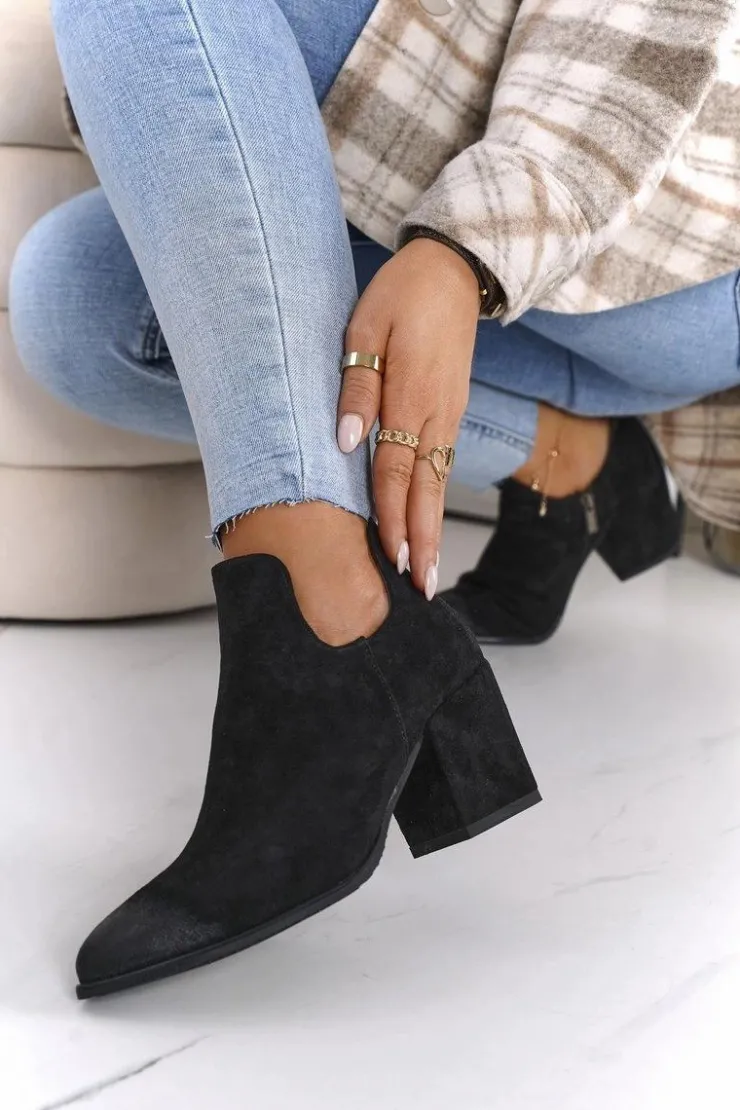 Buty damskie Vinceza Botki Z Wycięciami Na Słupku Vinceza 21-10558 Czarne