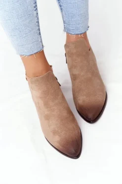 Buty damskie Vinceza Botki Wiosenne|Botki Na Słupku*Botki Z Wycięciami Na Słupku Vinceza 21-10558 Beżowe