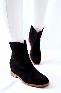 Outlet Boto Botki Zamszowe Czarne Polon