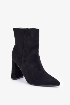 Hot Boto Botki Ze Szpiczastymi Noskami Na Słupku Eko Zamszowe Czarne Artolla