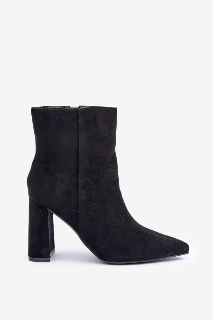 Hot Boto Botki Ze Szpiczastymi Noskami Na Słupku Eko Zamszowe Czarne Artolla