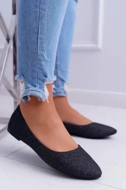 Clearance Boto Brokatowe Baleriny Czarne Tiffy