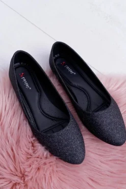 Clearance Boto Brokatowe Baleriny Czarne Tiffy