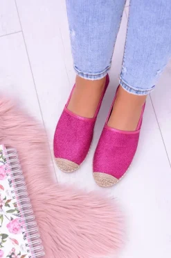 Boto Czarne Espadryle*Brokatowe Espadryle Lu Boo Fuksja