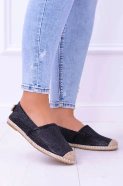 Boto Czarne Espadryle*Brokatowe Espadryle Lu Boo Czarne