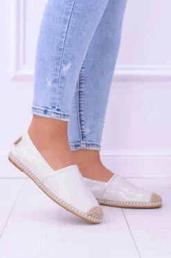 Damskie Boto Brokatowe Espadryle Lu Boo Białe