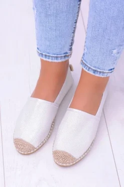 Damskie Boto Brokatowe Espadryle Lu Boo Białe