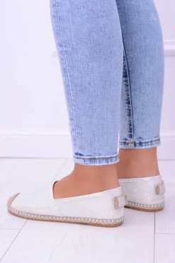 Damskie Boto Brokatowe Espadryle Lu Boo Białe
