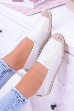 Damskie Boto Brokatowe Espadryle Lu Boo Białe