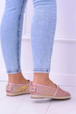 Damskie Boto Brokatowe Espadryle Lu Boo Różowe Złoto