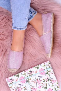 Damskie Boto Brokatowe Espadryle Lu Boo Różowe