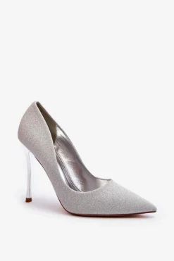 Damskie Boto Brokatowe Szpilki Srebrne Tiberona