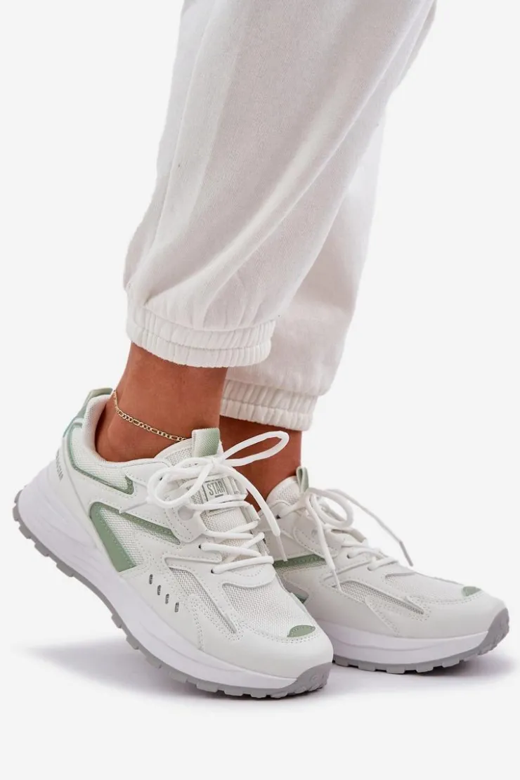 Discount Big Star Shoes Buty Sportowe Damskie Big Star NN274A095 HI-POLY SYSTEM Biało-Zielone Biały