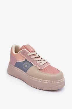 Big Star Shoes Buty Sportowe Big Star|Sneakersy Damskie*Buty Sportowe Damskie Big Star MM274233 Różowo-Beżowe