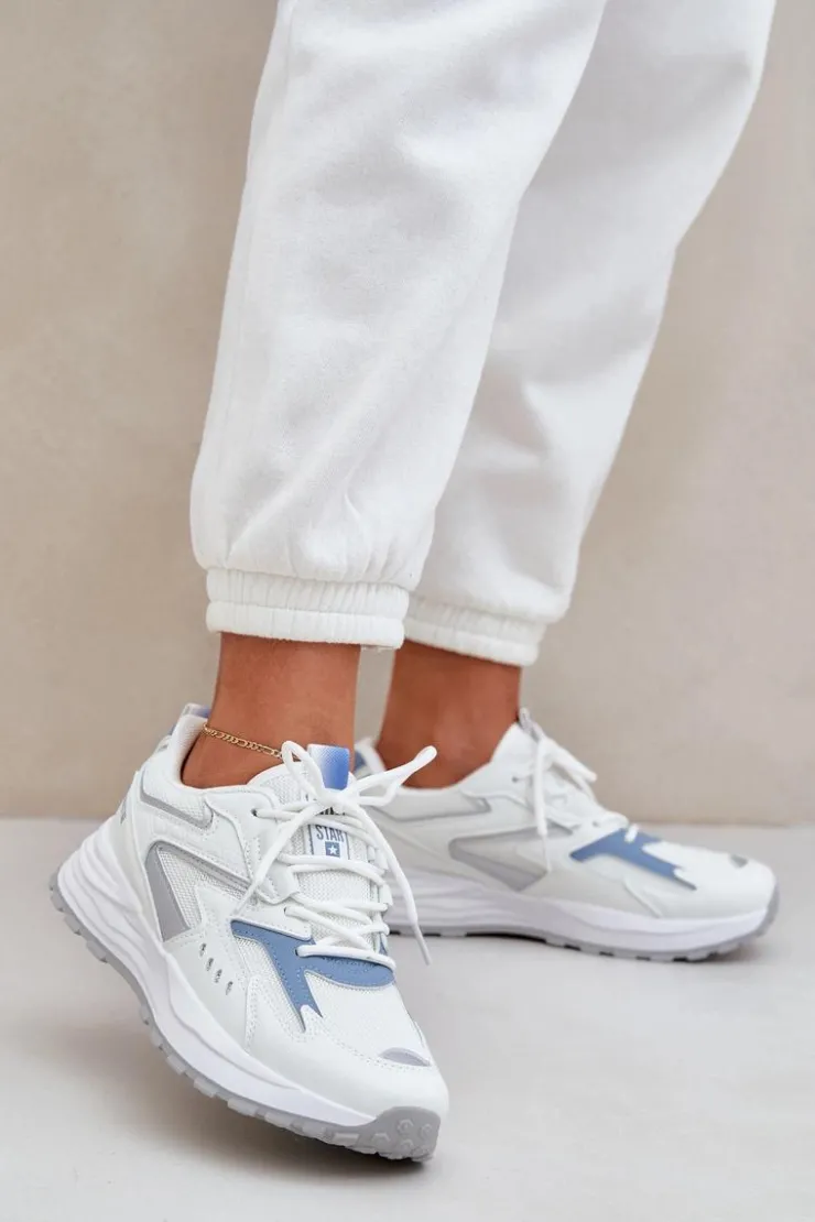 Damskie Big Star Shoes Buty Sportowe Damskie Big Star NN274A094 HI-POLY SYSTEM Biało-Niebieskie