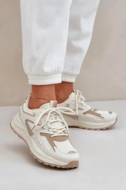 Big Star Shoes Buty Sportowe Big Star|Sneakersy Damskie*Buty Sportowe Damskie Big Star NN274A096 HI-POLY SYSTEM Beżowe Beżowy