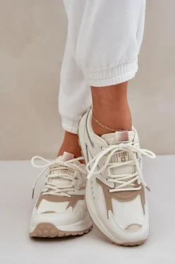 Big Star Shoes Buty Sportowe Big Star|Sneakersy Damskie*Buty Sportowe Damskie Big Star NN274A096 HI-POLY SYSTEM Beżowe Beżowy